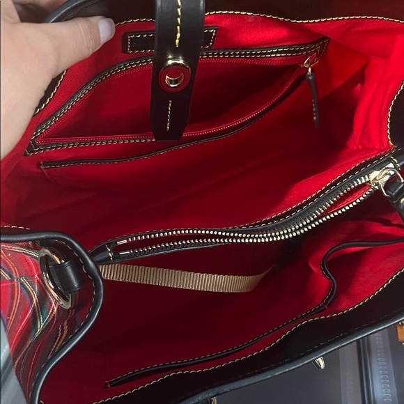 Dooney & Bourke Red Tartan Perry Plaid Tote with Black Trim - Picture 3 of 6